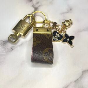 Louis Vuitton Lock & Key #302 with Handmade Monogram Loop & Charms Keychain